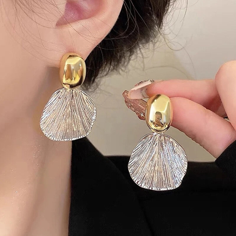 Gold Shell-Drop Earrings